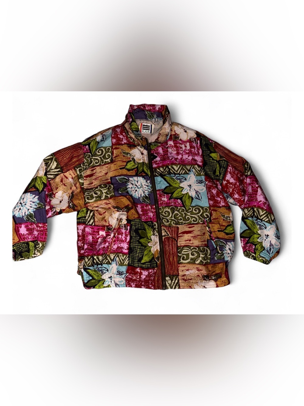 Silk Patchwork Floral Bomber Jacket - Multicolor